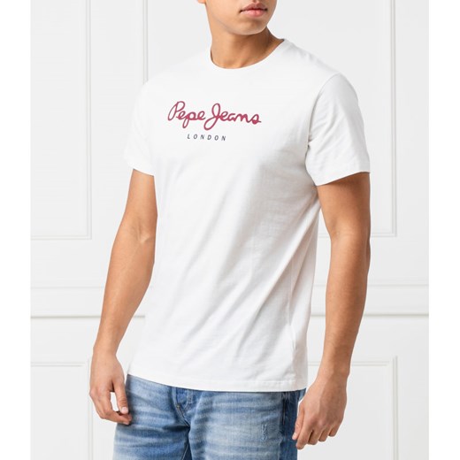 Biały t-shirt męski Pepe Jeans z krótkim rękawem 