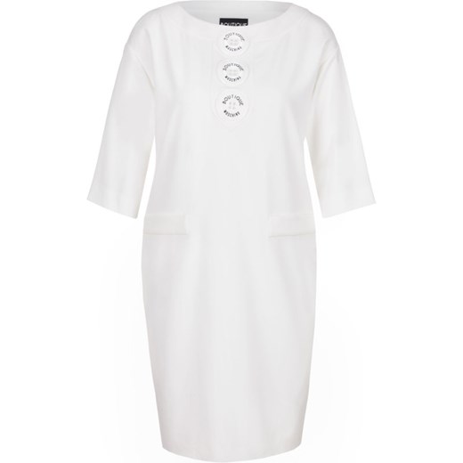 Sukienka Boutique Moschino biała midi z okrągłym dekoltem prosta 