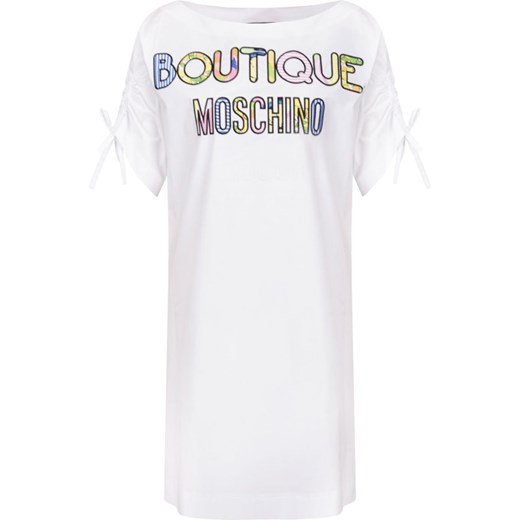 Sukienka biała Boutique Moschino na co dzień z okrągłym dekoltem 