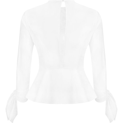 Bluzka damska Elisabetta Franchi biała z tkaniny z długim rękawem 