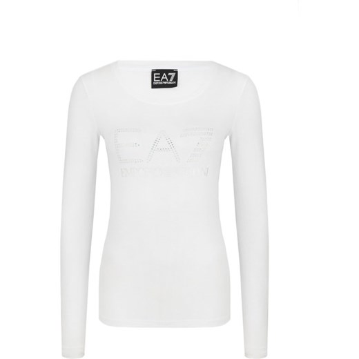 Bluzka damska Ea7 z długim rękawem z aplikacjami  biała 