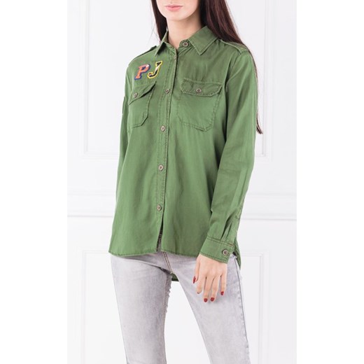 Koszula damska Pepe Jeans zielona w militarnym stylu 