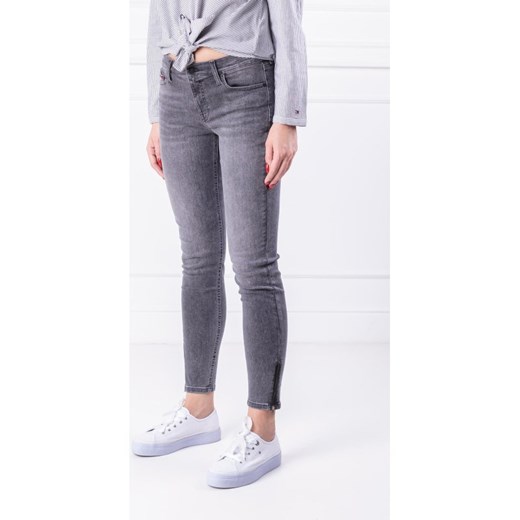 Jeansy damskie szare Tommy Jeans jesienne w miejskim stylu bez wzorów 