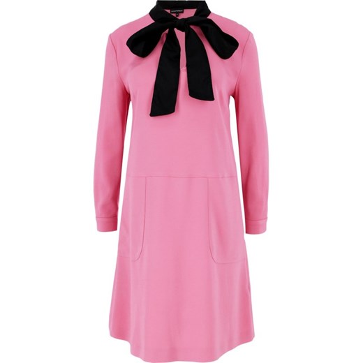 Emporio Armani sukienka z kokardą mini bez wzorów z żabotem z długimi rękawami 