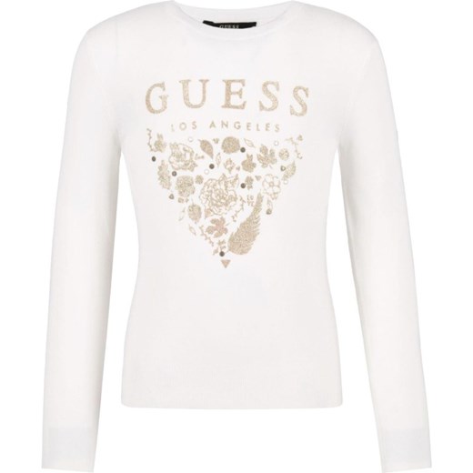 Sweter dziewczęcy Guess biały z napisem 