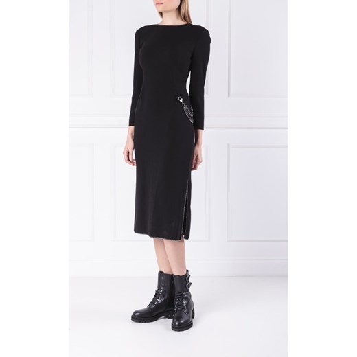 Sukienka czarna Boutique Moschino dopasowana casualowa z okrągłym dekoltem 
