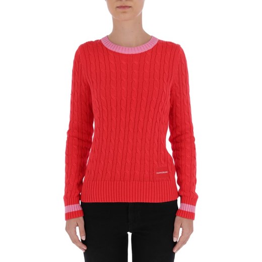 Sweter damski czerwony Calvin Klein z okrągłym dekoltem 