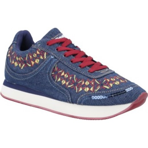 Buty sportowe damskie Desigual sneakersy płaskie w abstrakcyjne wzory niebieskie 
