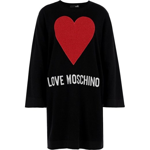 Sukienka Love Moschino casualowa z nadrukami na co dzień z wełny 