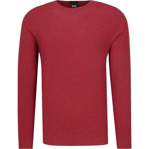 Sweter męski Boss czerwony bez wzorów jesienny 