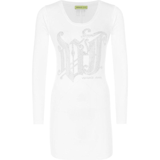 Sukienka Versace Jeans na spacer biała mini bez rękawów 