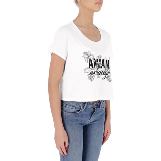 Biała bluzka damska Armani młodzieżowa z krótkim rękawem 