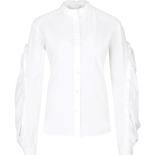 Biała koszula damska Boss elegancka ze stójką bez wzorów 