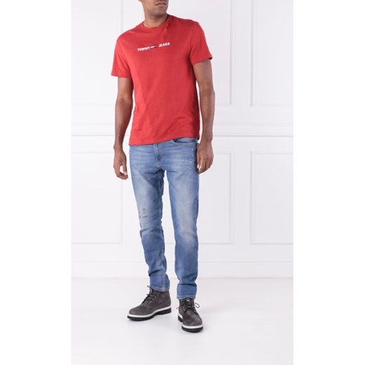 Czerwony t-shirt męski Tommy Jeans z krótkim rękawem 