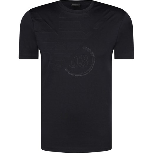 T-shirt męski czarny Emporio Armani bez wzorów z krótkim rękawem 