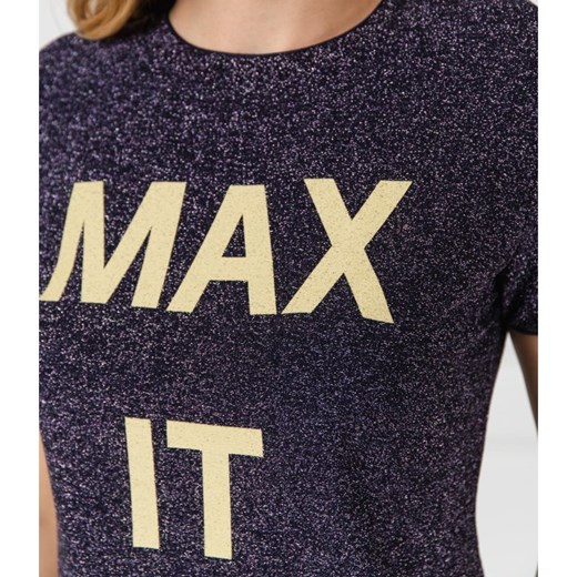 Bluzka damska Max & Co. z krótkim rękawem z napisami z okrągłym dekoltem 