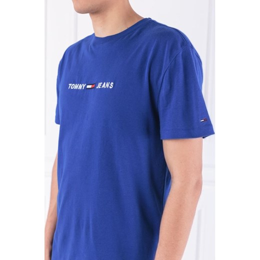 T-shirt męski Tommy Jeans na wiosnę niebieski z krótkimi rękawami 