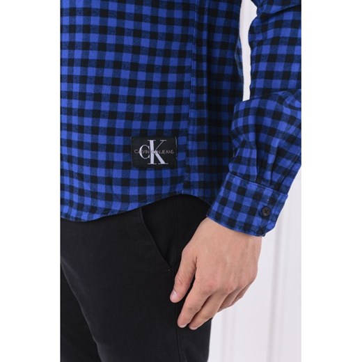 Koszula męska Calvin Klein niebieska z długim rękawem z klasycznym kołnierzykiem casual 
