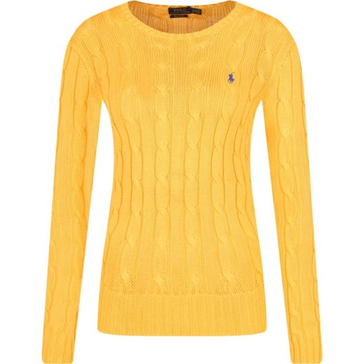Sweter damski żółty Polo Ralph Lauren bez wzorów 