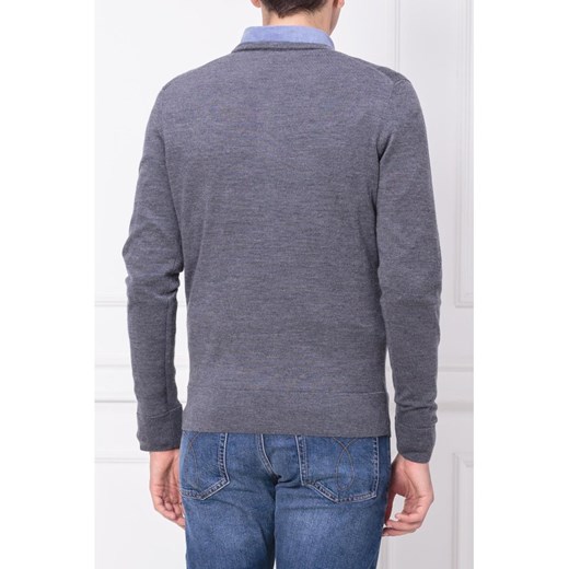 Sweter męski Calvin Klein w serek wełniany niebieski 