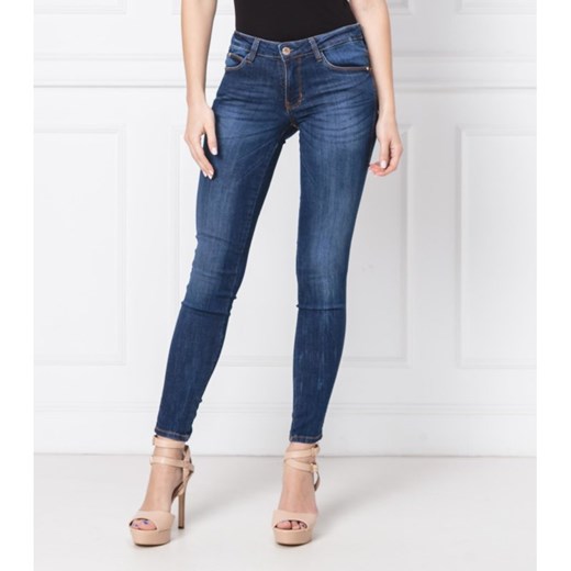 Guess Jeans jeansy damskie niebieskie w miejskim stylu gładkie 