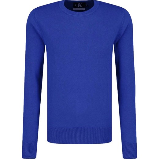 Sweter męski niebieski Calvin Klein bez wzorów 