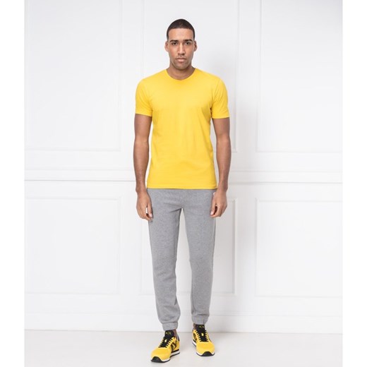 T-shirt męski Boss z bawełny żółty z krótkimi rękawami 