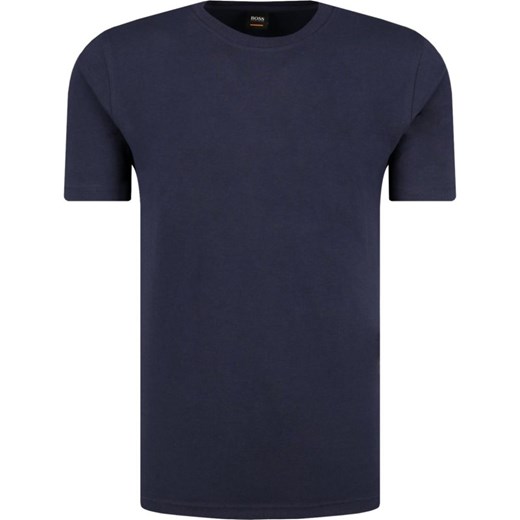 T-shirt męski Boss Casual gładki niebieski z krótkim rękawem 