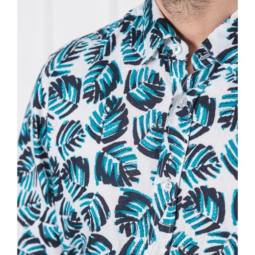 Koszula męska Boss Casual z długimi rękawami w abstrakcyjne wzory z lnu 