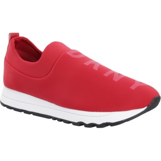 Sneakersy damskie czerwone Dkny na platformie młodzieżowe bez wzorów bez zapięcia 