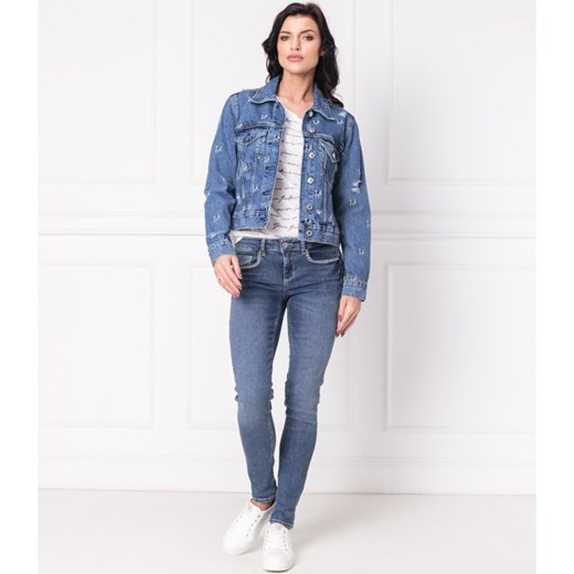 Kurtka damska Guess Jeans niebieska casual na jesień krótka 