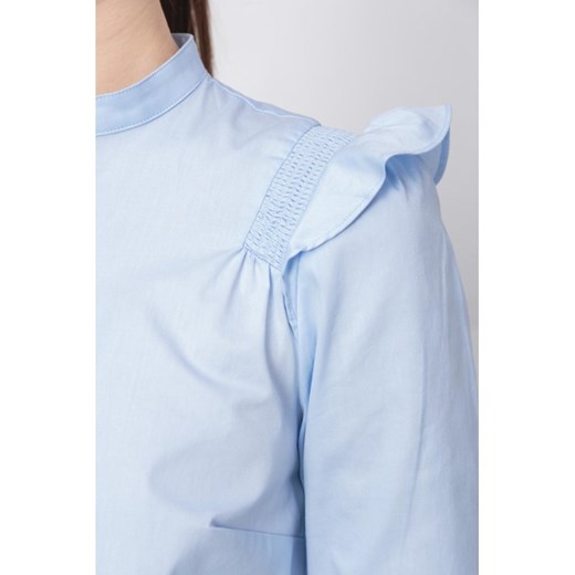 Niebieska koszula damska Michael Kors wiosenna ze stójką gładka z długim rękawem 