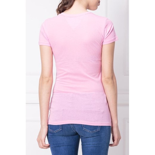 Różowa bluzka damska Tommy Jeans z krótkim rękawem 