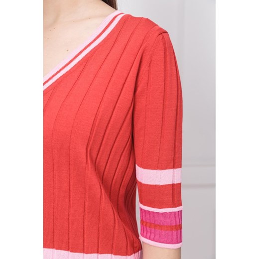Sukienka Pinko midi czerwona z długimi rękawami 