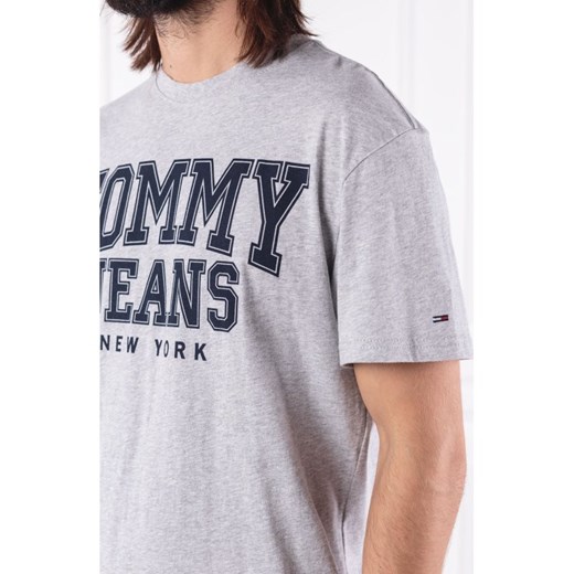 T-shirt męski Tommy Jeans szary z krótkimi rękawami 