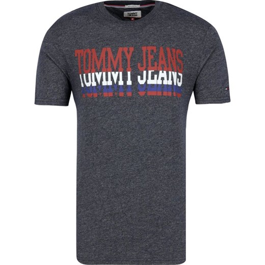 T-shirt męski szary Tommy Jeans z napisami z krótkim rękawem 