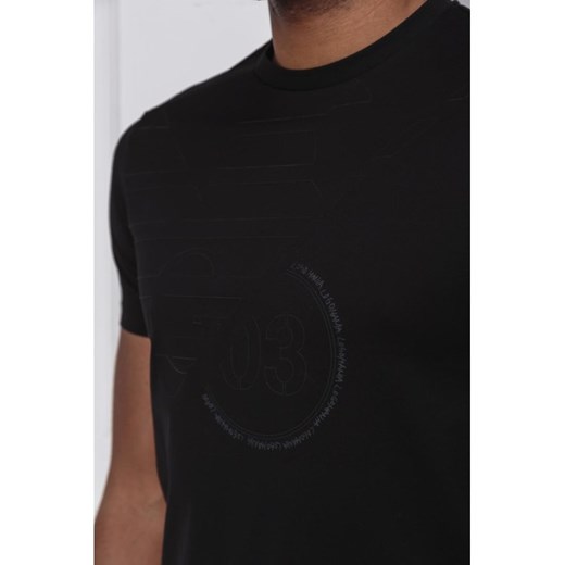T-shirt męski czarny Emporio Armani z krótkim rękawem bez wzorów 