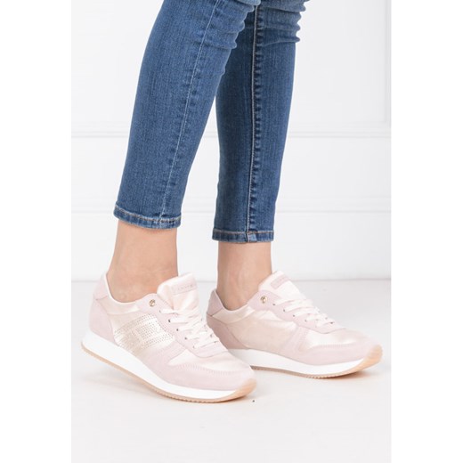 Buty sportowe damskie Tommy Hilfiger sneakersy różowe bez wzorów na płaskiej podeszwie sznurowane 