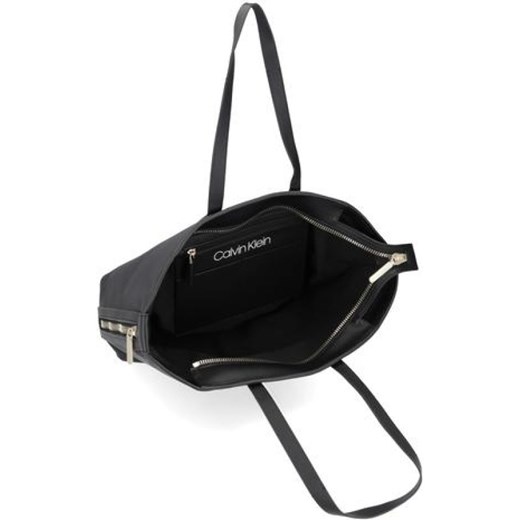 Calvin Klein shopper bag czarna na ramię duża bez dodatków 