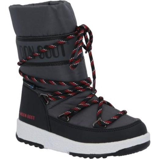 Buty zimowe dziecięce szare Moon Boot sznurowane bez wzorów śniegowce 