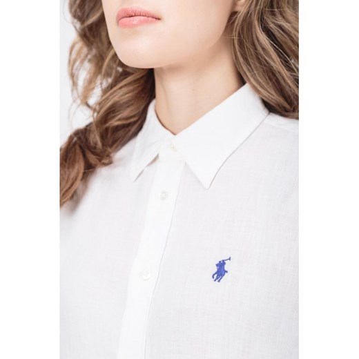 Koszula damska Polo Ralph Lauren bez wzorów biała elegancka na jesień lniana 