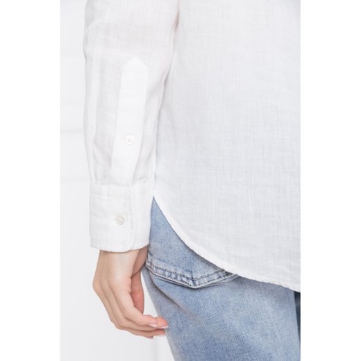Koszula damska Polo Ralph Lauren z długim rękawem lniana biała elegancka bez wzorów 