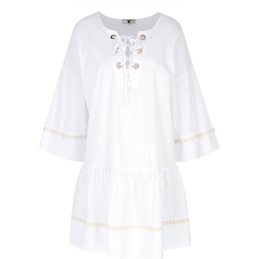 Sukienka Twin Set z żabotem casualowa biała 