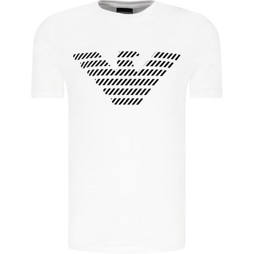 T-shirt męski biały Emporio Armani z krótkim rękawem młodzieżowy w nadruki 