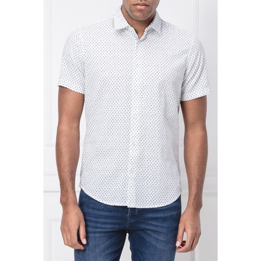 Koszula męska biała Boss Casual w abstrakcyjnym wzorze 