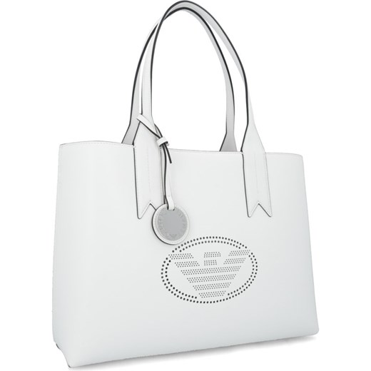Emporio Armani shopper bag biała elegancka matowa na ramię 