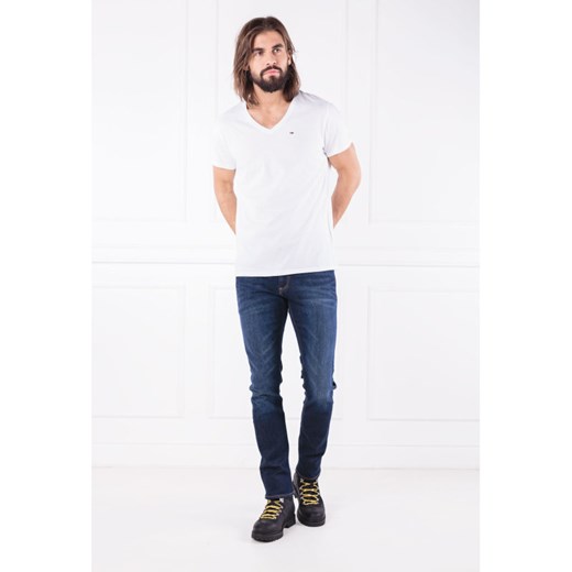 T-shirt męski Tommy Jeans casual biały z krótkim rękawem 