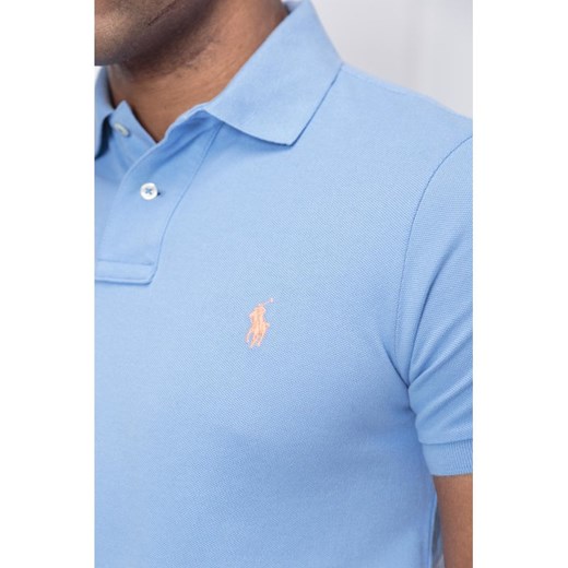 Niebieski t-shirt męski Polo Ralph Lauren z krótkimi rękawami wiosenny 