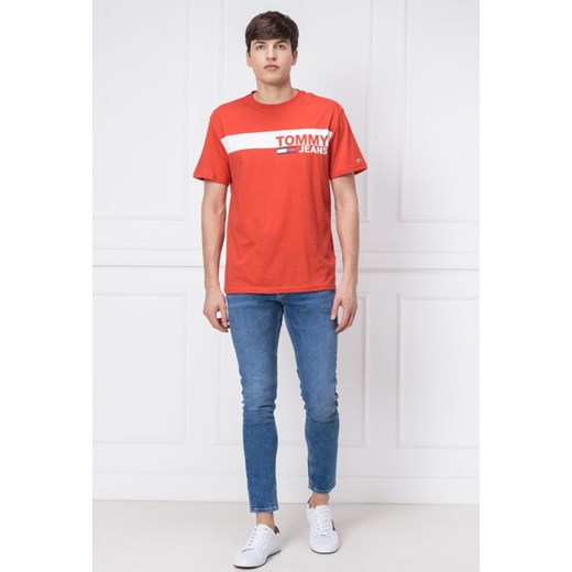 Tommy Jeans t-shirt męski w stylu młodzieżowym czerwony z krótkim rękawem 