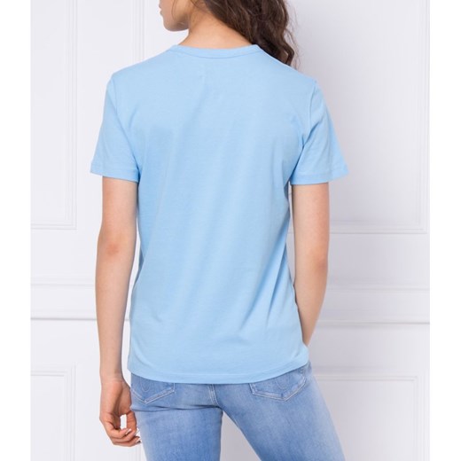 Calvin Klein bluzka damska niebieska z krótkim rękawem 